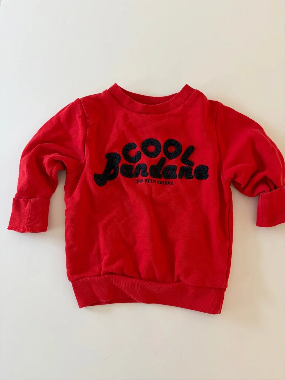 Petit Bateau Toddler Boys Red Crewneck Pullover 100% Cotton 3T